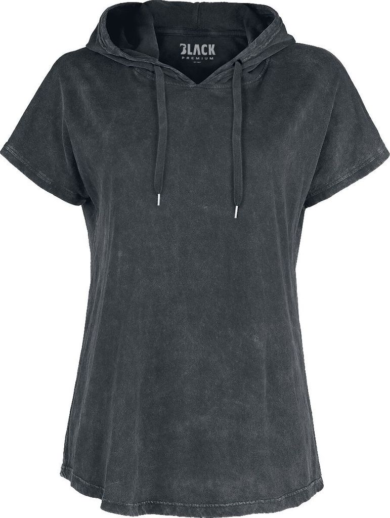 Black Premium by EMP Damen schwarzes T-Shirt mit Kapuze XL