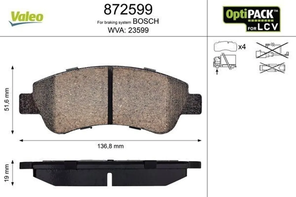 Plaquettes de frein avant VALEO 872599 pour Citroën Berlingo Partner
