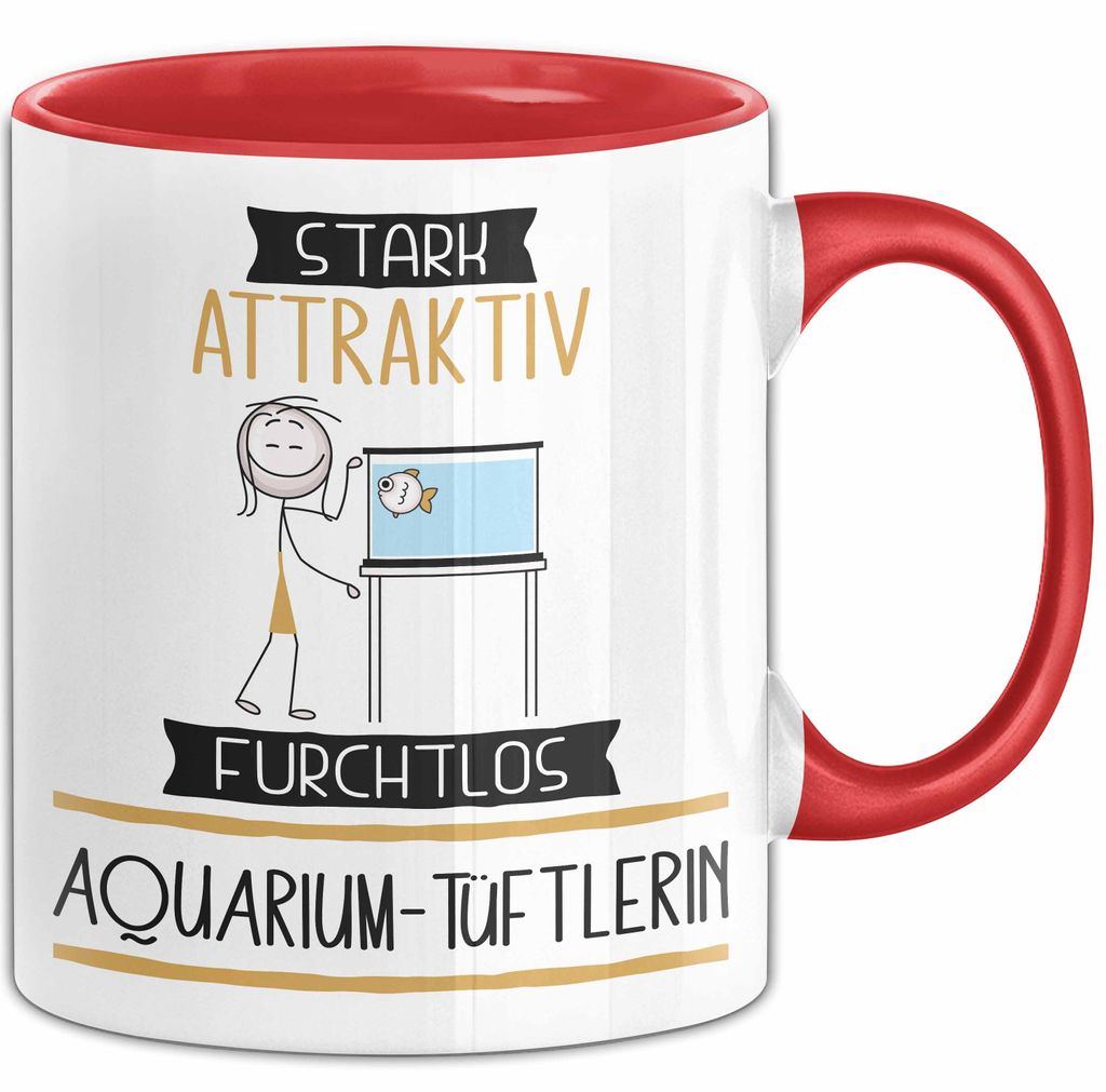 Aquarium-Tüftlerin Tasse Geschenk Becher Stark Attraktiv Furchtlos Aquarium-Tüftlerin Lustige Geschenkidee (Rot)