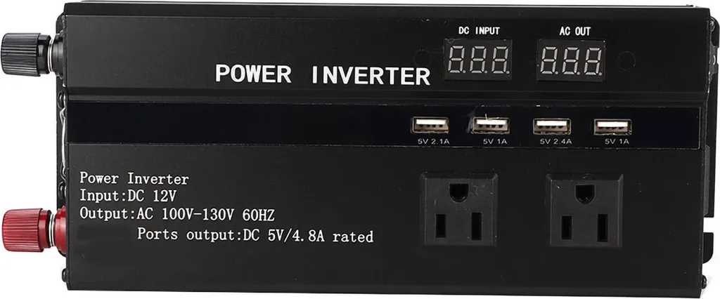 Convertisseur 12V 110V 4000W Idéal pour Camping-Car, Voyage et Travail