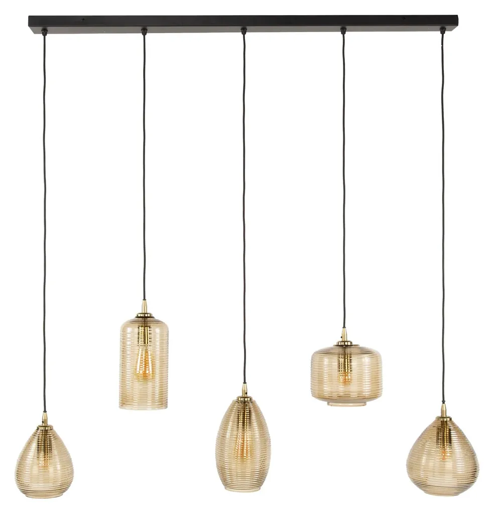 Plafonnier FURNLUX 126 cm Noir et Or - Éclairage Design pour Grande Pièce
