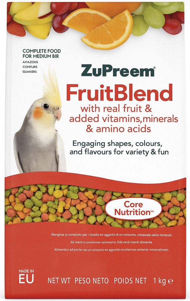 Zupreem Fruitblend Medium - Vollwertiges Futter Für Nymphensittiche - 1 Kg