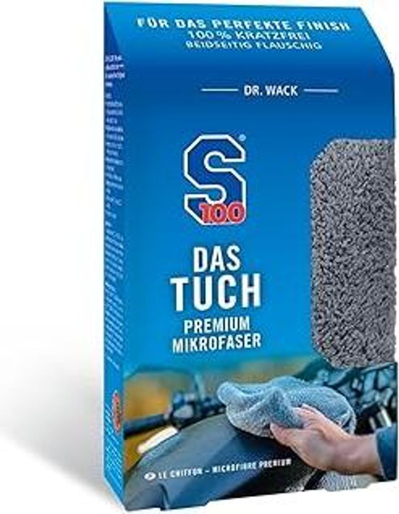 Dr. Wack S100 DAS Tuch Mikrofasertuch 40 x 40 cm - Extrem weiches & saugstarkes Mikrofasertuch für Motorrad - 100% fusselfreies Poliertuch - Kratz...