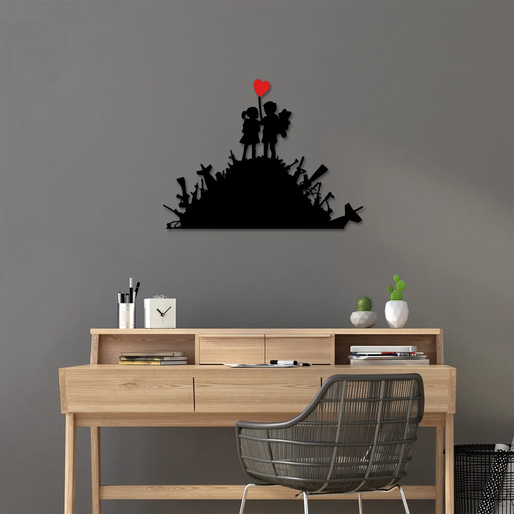 Decorazione Parete Metallo Banksy Wallity TNL2290 52x70 Nero Rosso