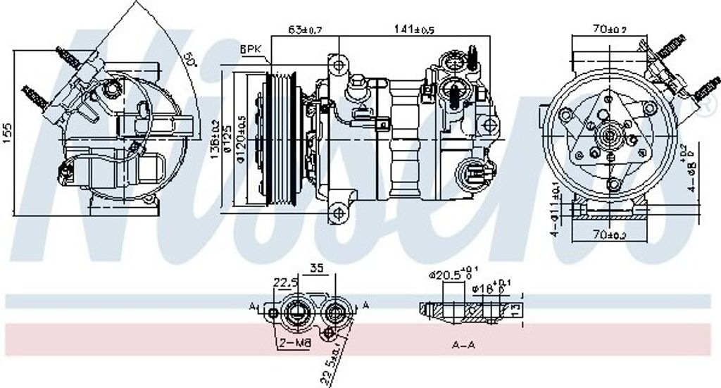 NISSENS 890594 Klimakompressor OE 31348965 kompatibel mit S90, V40, V90, XC90