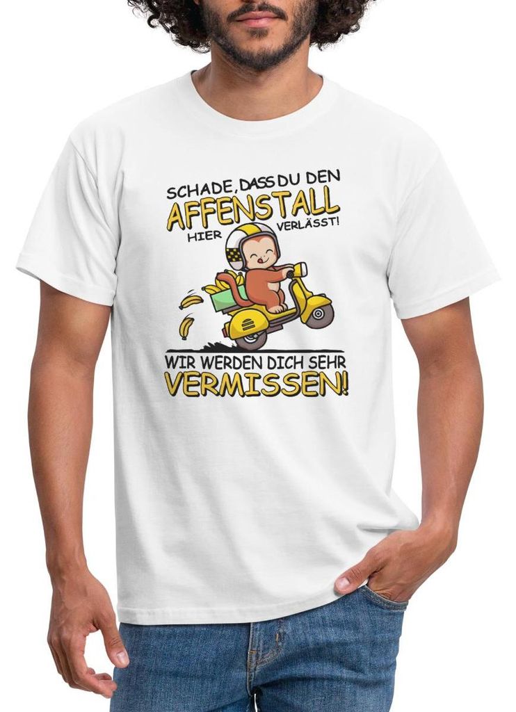 Spreadshirt Abschied Kollege | Affenstall Verlassen Männer T-Shirt, S, Weiß