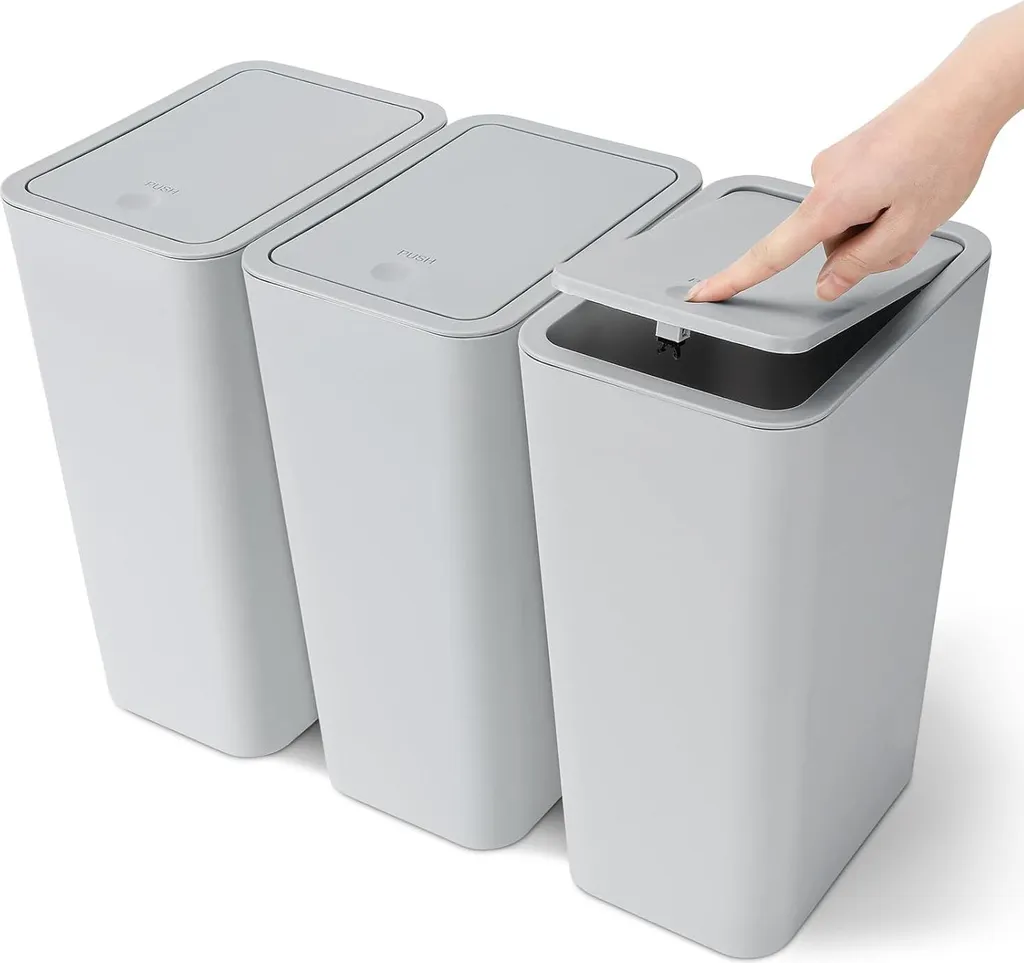 Petite poubelle de salle de bain 10L, lot de 3 pour toilette et cuisine