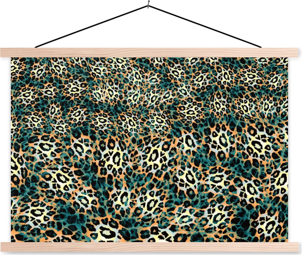 MuchoWow Textilposter Leopardenmuster - Design - Tiere 60x40 cm mit holzfarbenen Rahmen - Bilder