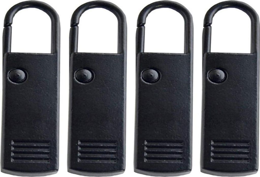 4 Stück Reißverschluss-Zipper, Metall & 38mm, Für Koffer, Rucksäcke & Kleidung, Farbe Schwarz