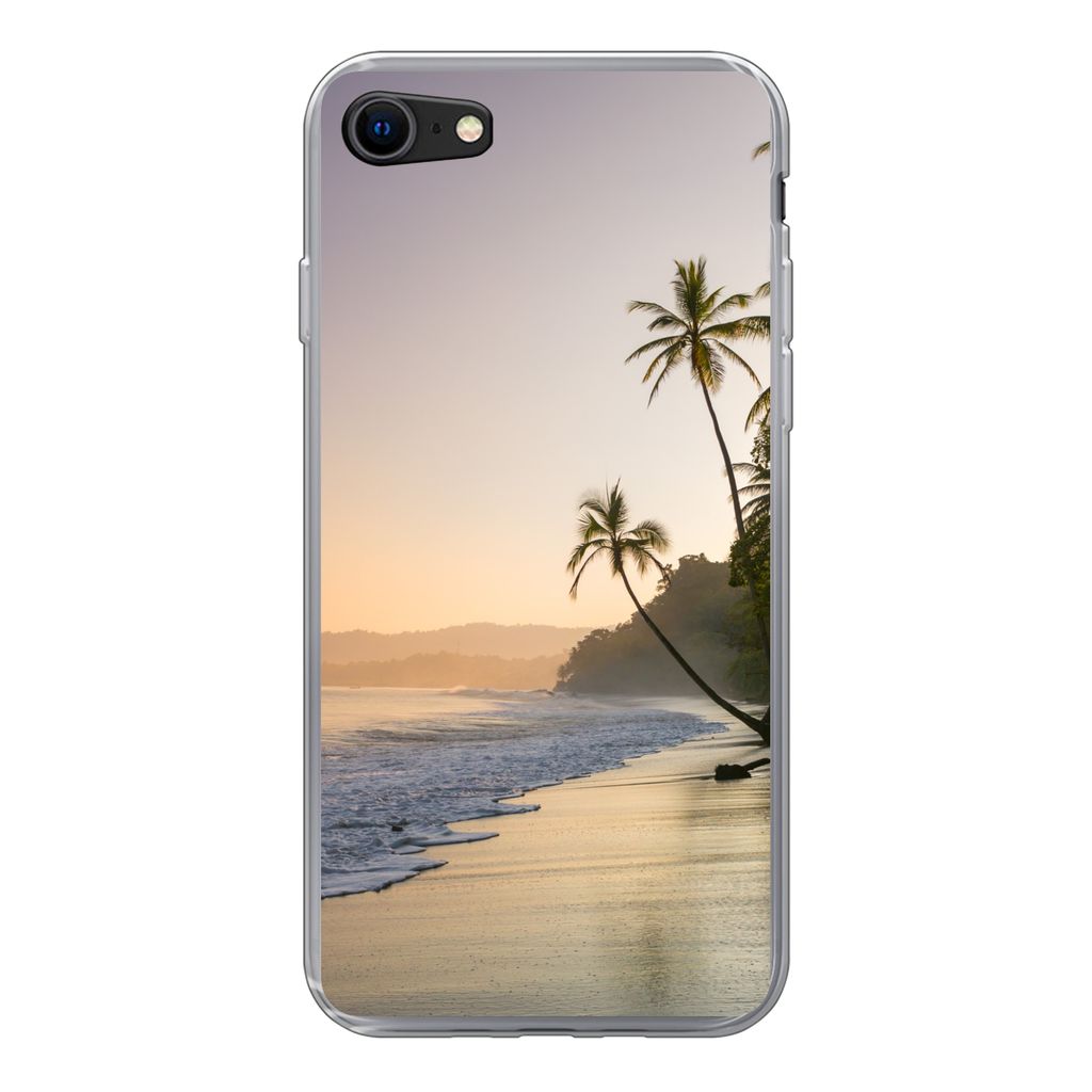 MuchoWow Handyhülle Schutzhülle Hülle für iPhone SE 2022 Strand - Meer - Palme Silikon Softcase Handy Hülle - Schutzhülle