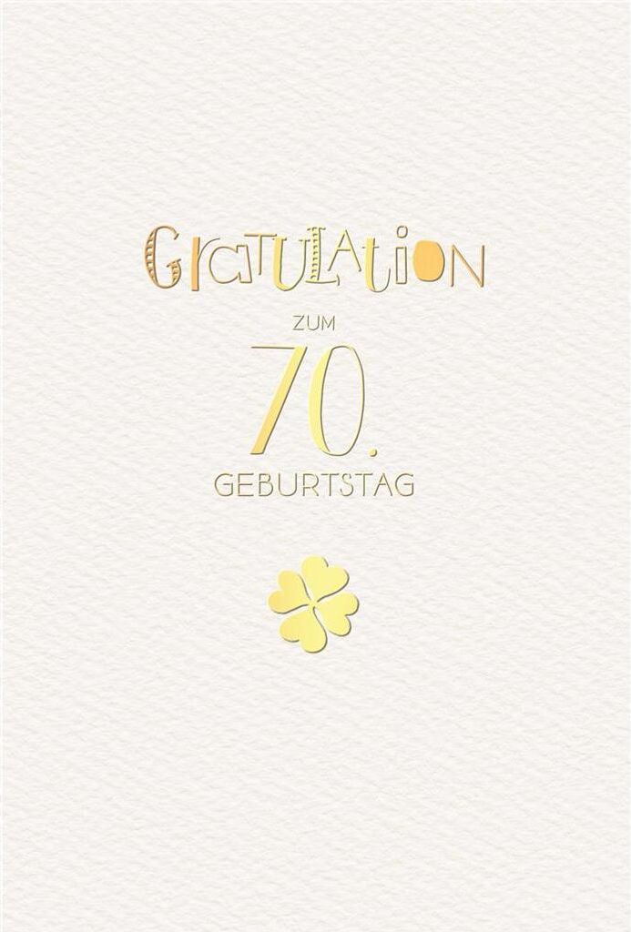 70. Geburtstag - Karte mit Umschlag - Schriftkarte - mit Goldfolie