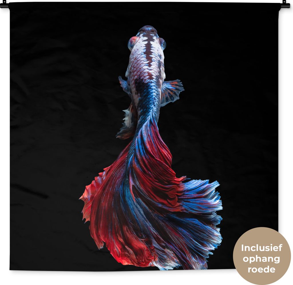 MuchoWow Wandteppich Wandbehang Fisch - Schwanz - Schwarz 120x120 cm Tapisserie Dekoration Wandtuch - Modern - Baumwollgewebe