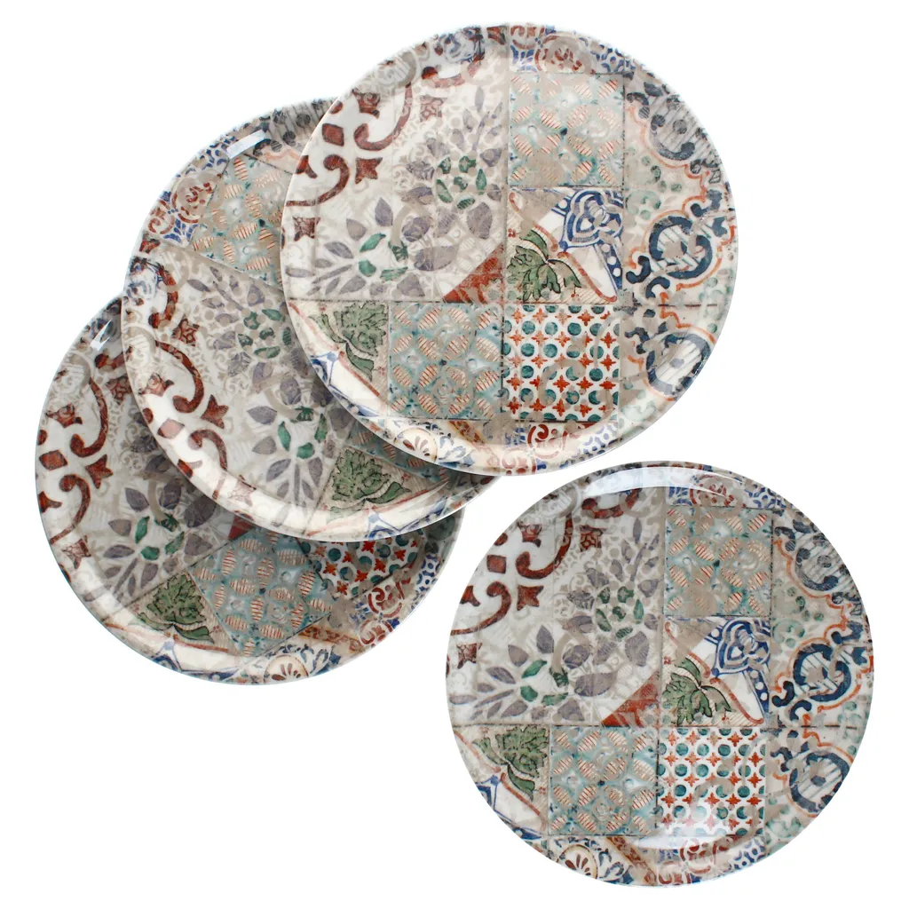 Set 4 Piatti Pizza 33cm Alcazar XL - Porcellana Alta Densità Look Piastrella