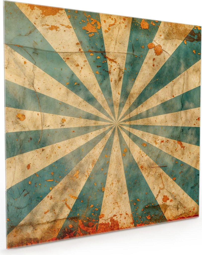 Küchenrückwand Spritzschutz Glas mit Motiv Retro Sonnenstrahlen 40 x 40 cm