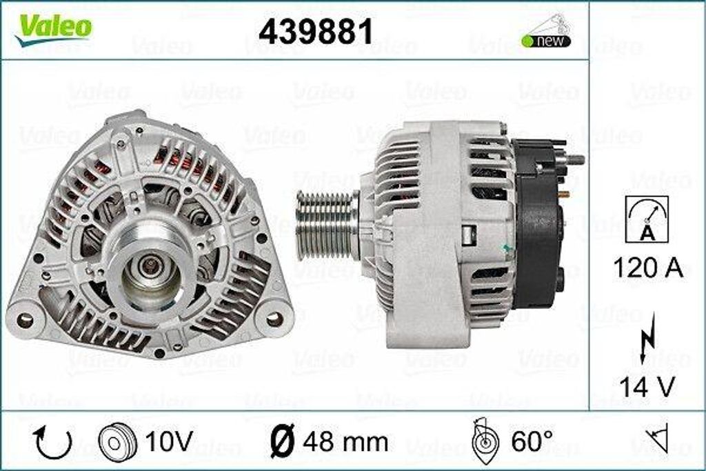 VALEO 439881 Lichtmaschine Generator LiMa 120A 14V