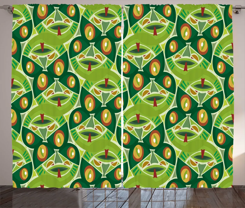 Rideau Décoratif Chambre Enfant Reptiles 280x225cm Vert Citron