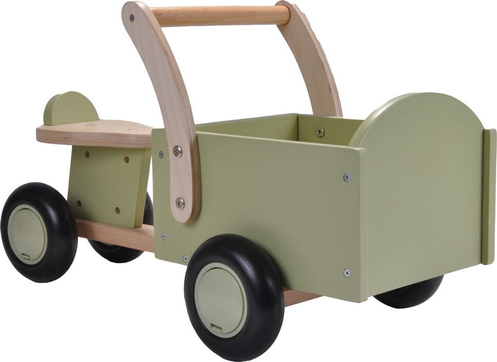 Bandits & Angels Lastenrad Laufrad aus Holz, Retro Grün, ab 1 Jahr – Für Jungen und Mädchen – Holz-Lastenrad zum Draufsitzen – Grünes Hol...