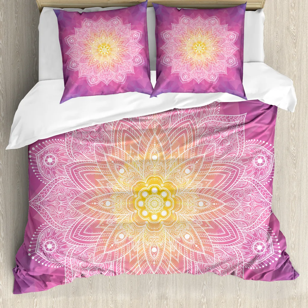 Set Letto Matrimoniale ABAKUHAUS Antiacaro Mandala Fucsia