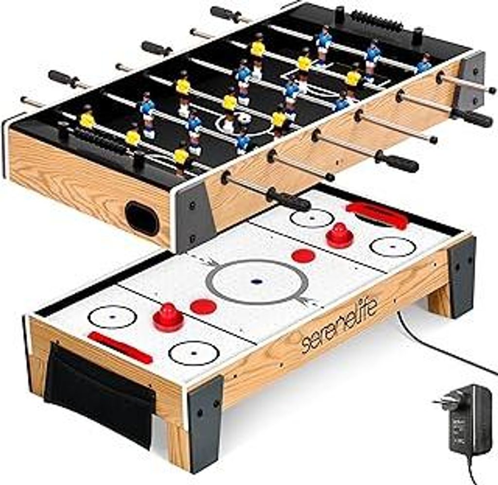 SereneLife 2/4/5/6-in-1 Multifunktionstisch – inkl. Billardtisch, Tischtennisplatte, Tischkicker, Kickertisch, Airhockey Tisch, Shuffleboard & Bo...