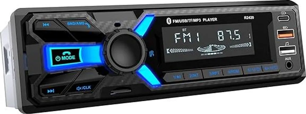 Autoradio RDS Bluetooth con porta di ricarica di tipo C, autoradio CENXINY 1DIN Bluetooth 5.0 Supporta 2USB/AUX/SD/TF/EQ/DSP/Android e iOS