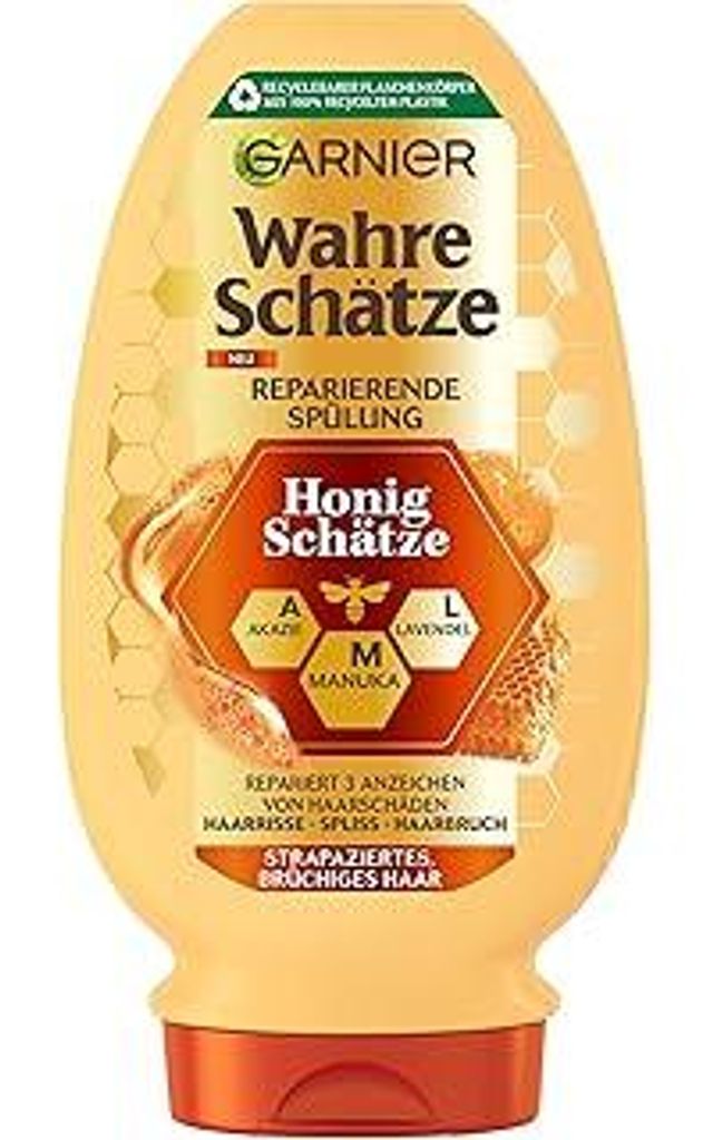 Garnier Wahre Schätze Reparierende Spülung Honig Schätze, kräftigt und nährt strapaziertes und brüchiges Haar, gegen Spliss, Conditioner, pfl...