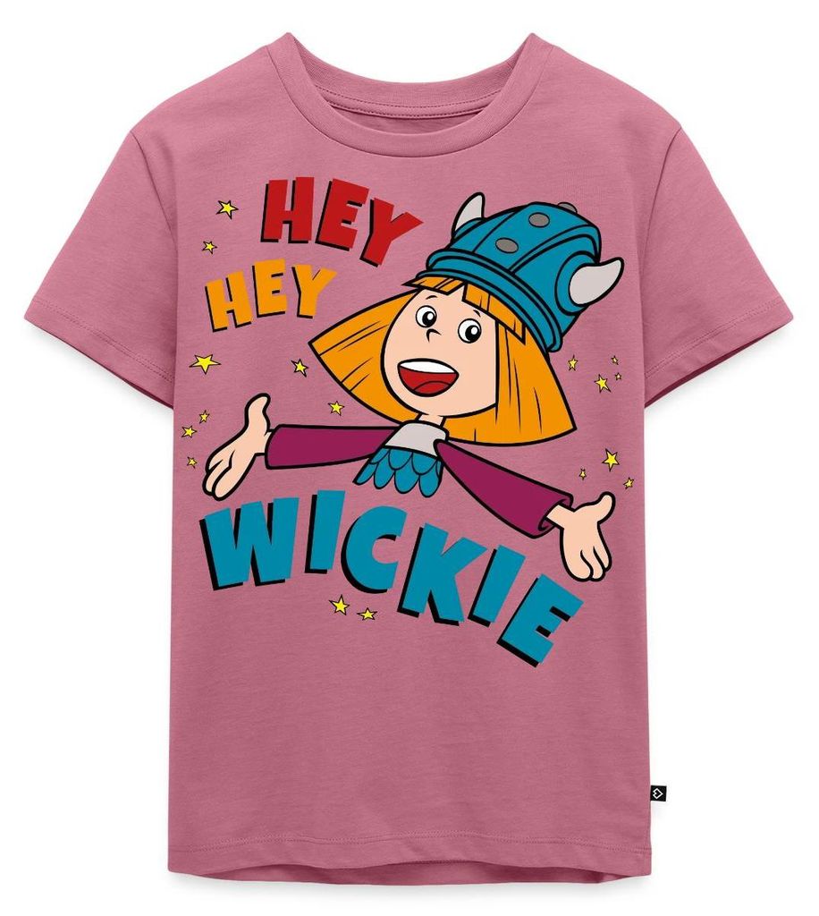 Spreadshirt Wickie Und Die Starken Männer Hey Hey Wickie Kinder Premium T-Shirt, 110/116 (4 Jahre), Mauve