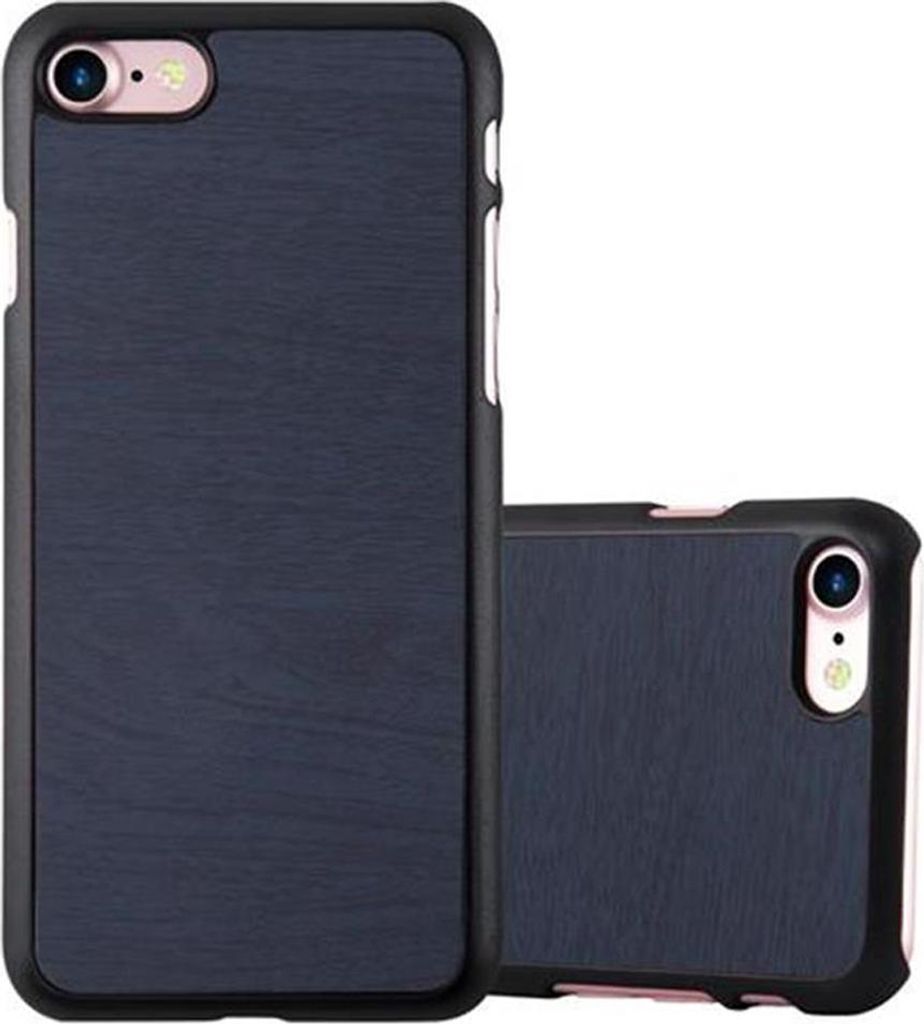 Cadorabo Hülle für Apple iPhone 7 / 7S / 8 / SE 2020 Schutz Hülle in Blau Hard Case Etui Holz Optik Handyhülle