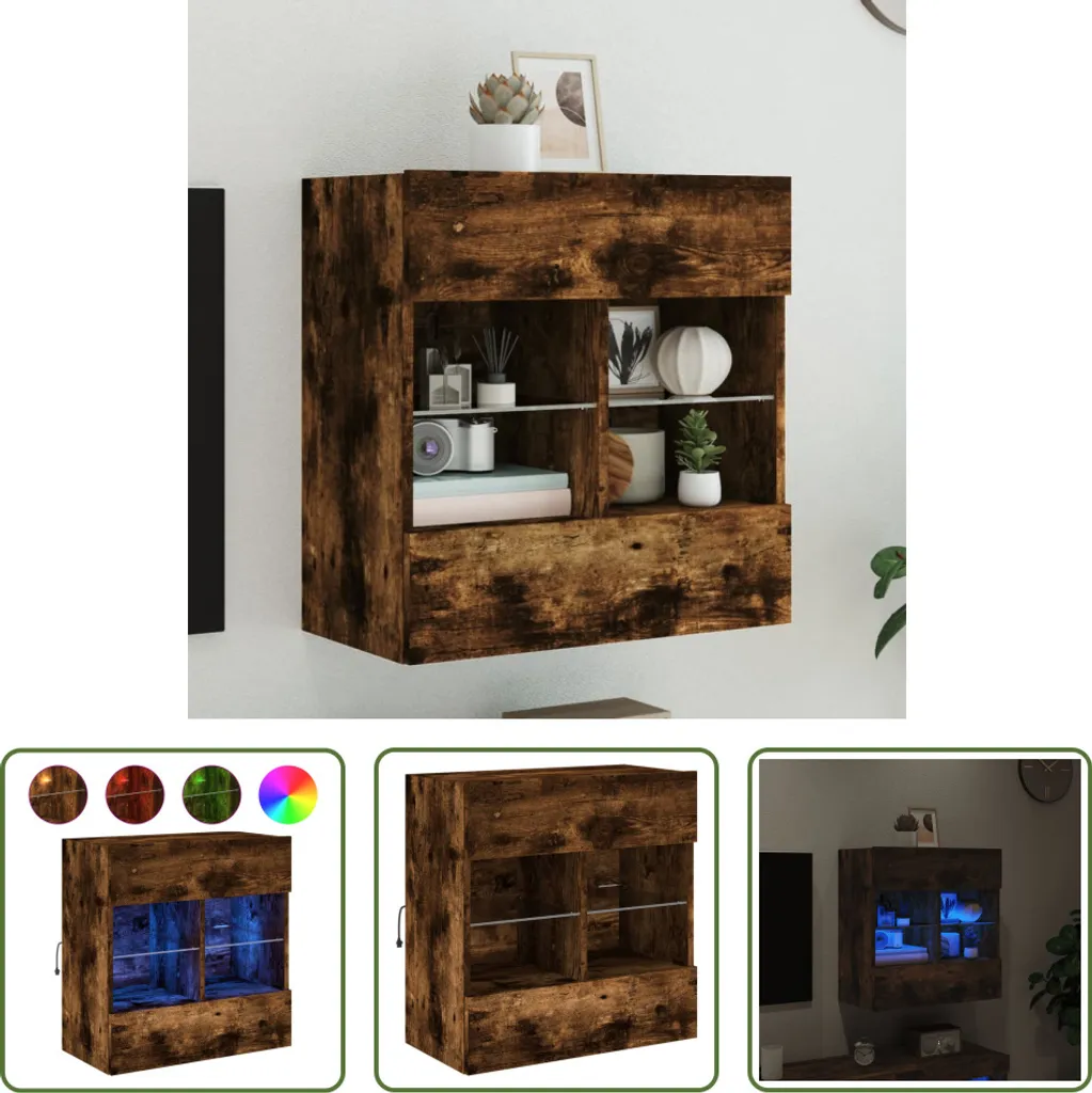 Parete TV LED Rovere Fumé - Mobile Sospeso Salvaspazio Moderno