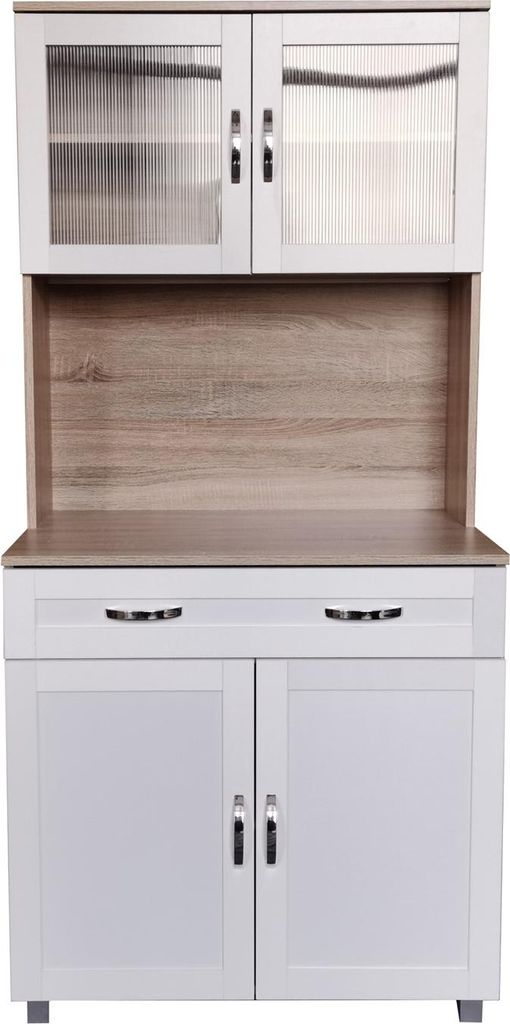 Küchenbuffet Blanca Weiß mit Schublade und Regalfächern Produktbild 