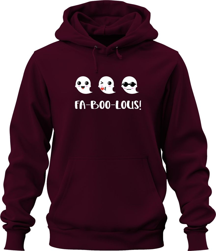 FA-BOO-LOUS! Geister Halloween Niedlich Süß Lustig Kinder Cartoon Uni Hoodie Kapuzenpullover, Burgundy, M