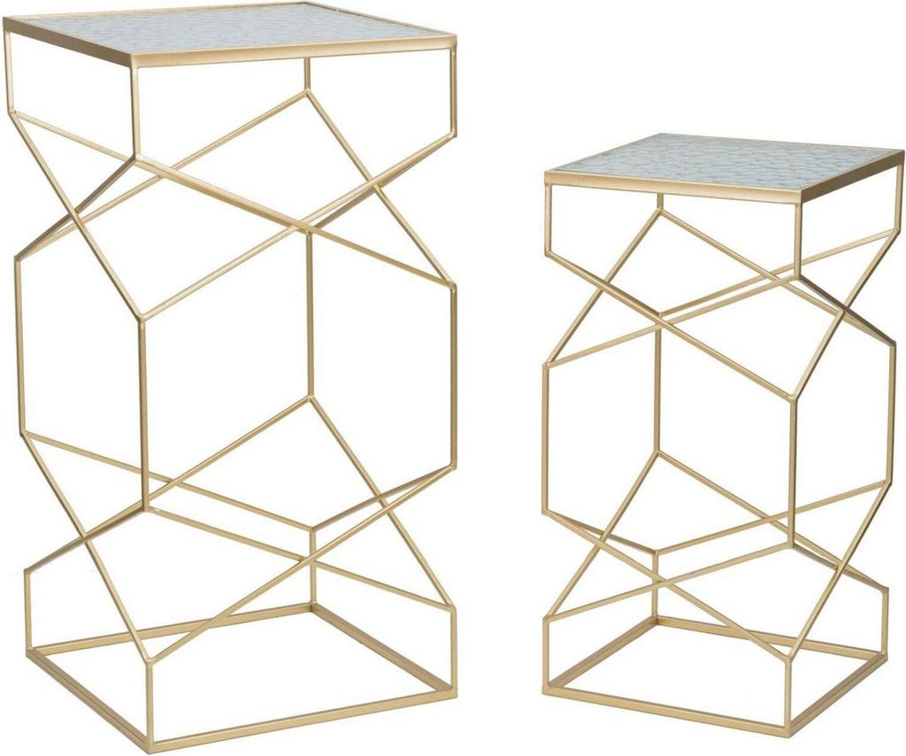 Dmoras Couchtisch Bibbiena 50x50x100 cm Gold Zeitungsständer