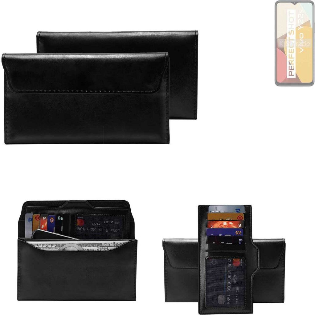 K-S-Trade Handy Hülle kompatibel mit Vivo Y22s Schutz Hülle Tasche Schutz Case Handytasche Kunstleder schwarz, 1x