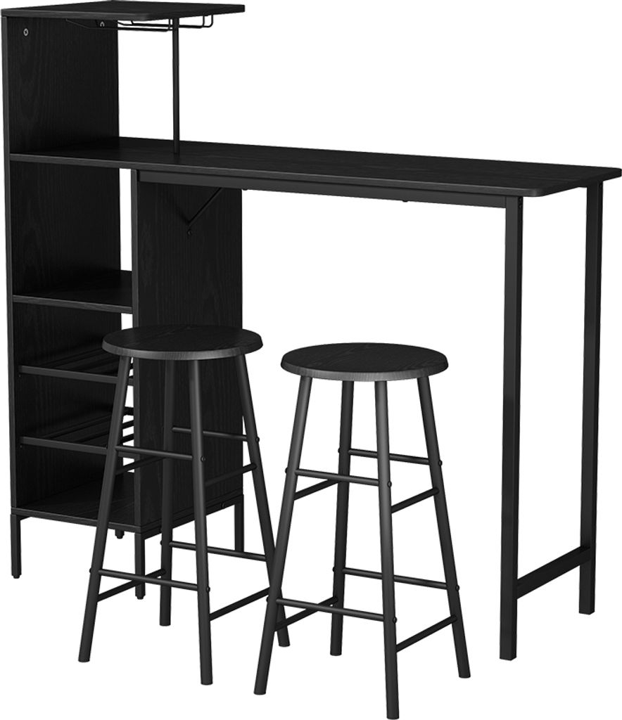 Bartisch-Set Vicco Naila Schwarz 121.5 x 40 cm mit 2 Produktbild 