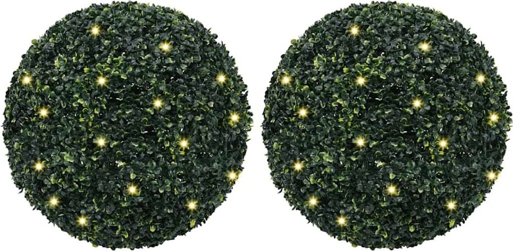 Künstliche Buchsbaumkugeln mit LED-Leuchten 2 Stk. Grün 52 cm
