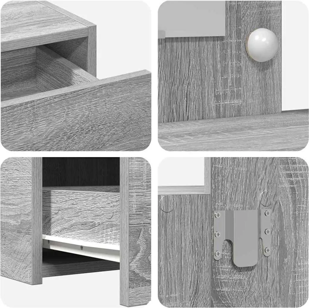 SYFAX Tavolo Trucco 100cm Grigio - Mobile Robusto in Legno Multistrato - 8