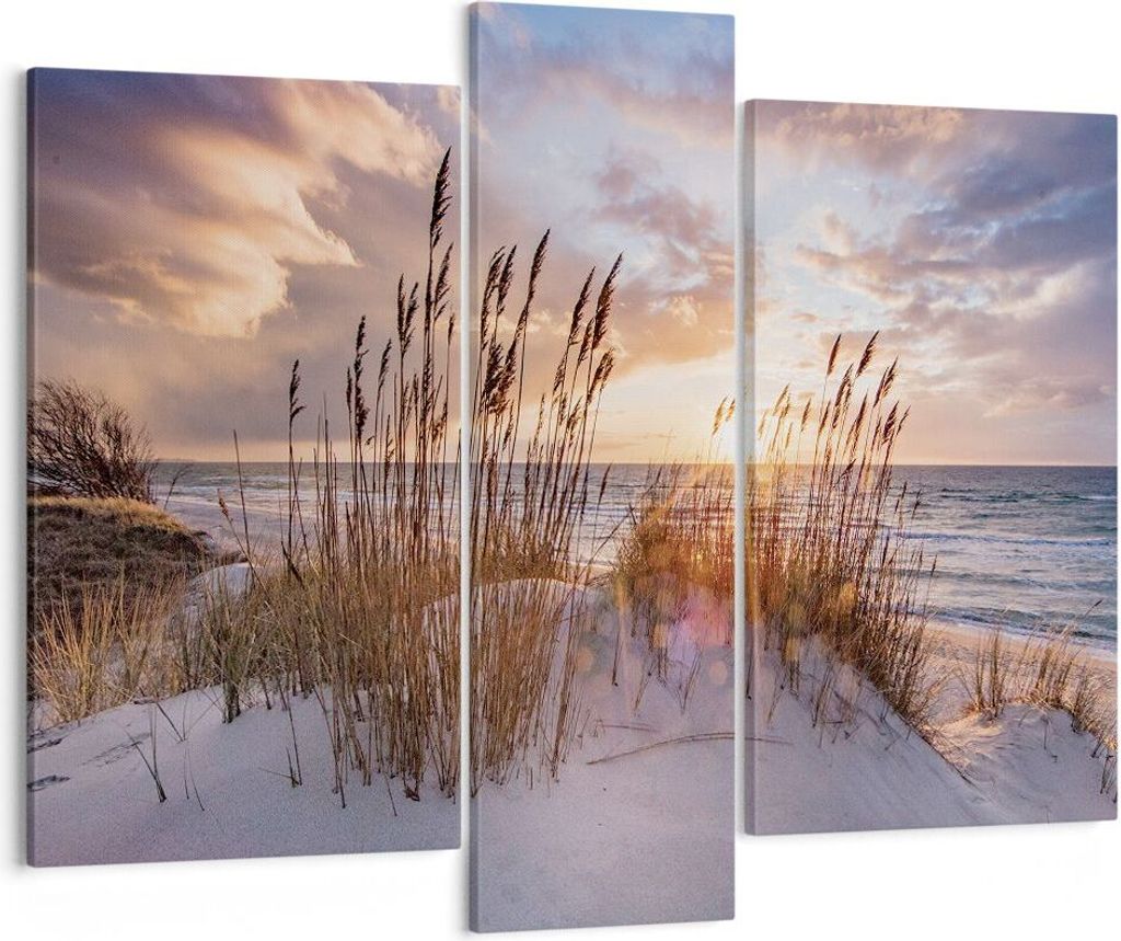 Bild auf Leinwand - Leinwandbild - 3 Teile - Westen auf der Strand - 95x80cm - Wand Bild - Wanddeko - Wandbilder - Leinwanddruck - Bilder - Wanddek...