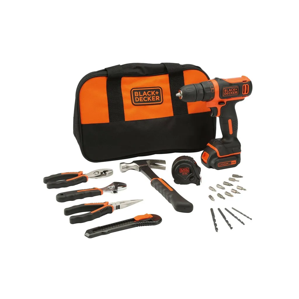Black & Decker BDCDC18HTSA Perceuse sans fil 18V avec kit outils à main