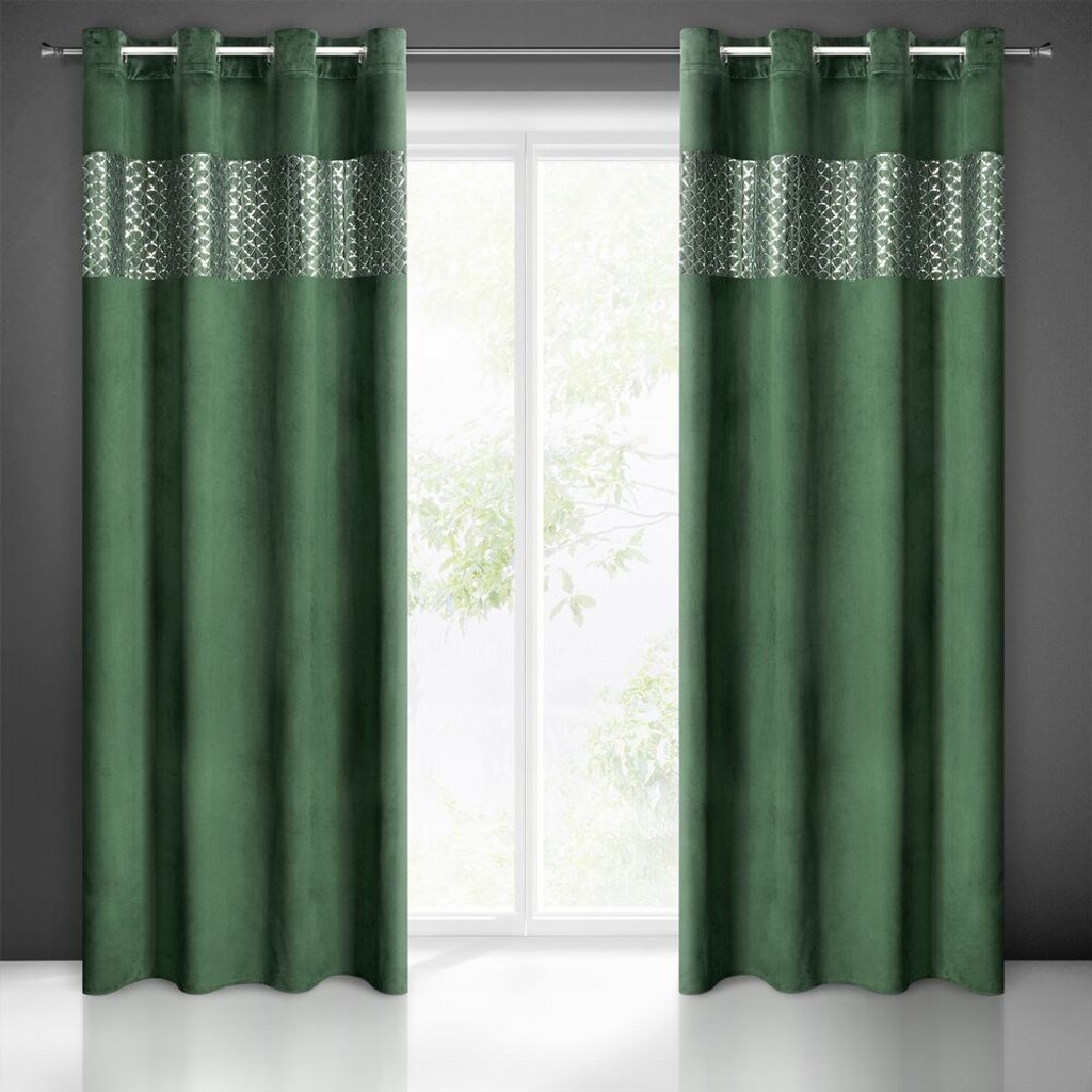 Vorhang MARGOT dunkelgrün 140x250 cm  Ösen Ösenvorhang Produktbild 