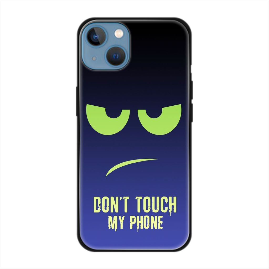 König Design Hülle kompatibel mit Apple iPhone 13 Kunststoff Soft Handyhülle - Handy Case Dont Touch My Phone Grün Blau