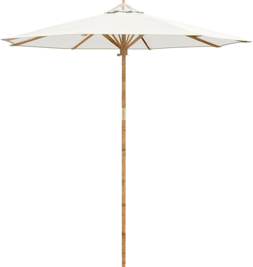 Parasol de jardin pour terrasse ombragée blanc crème 240 cm bois bambou