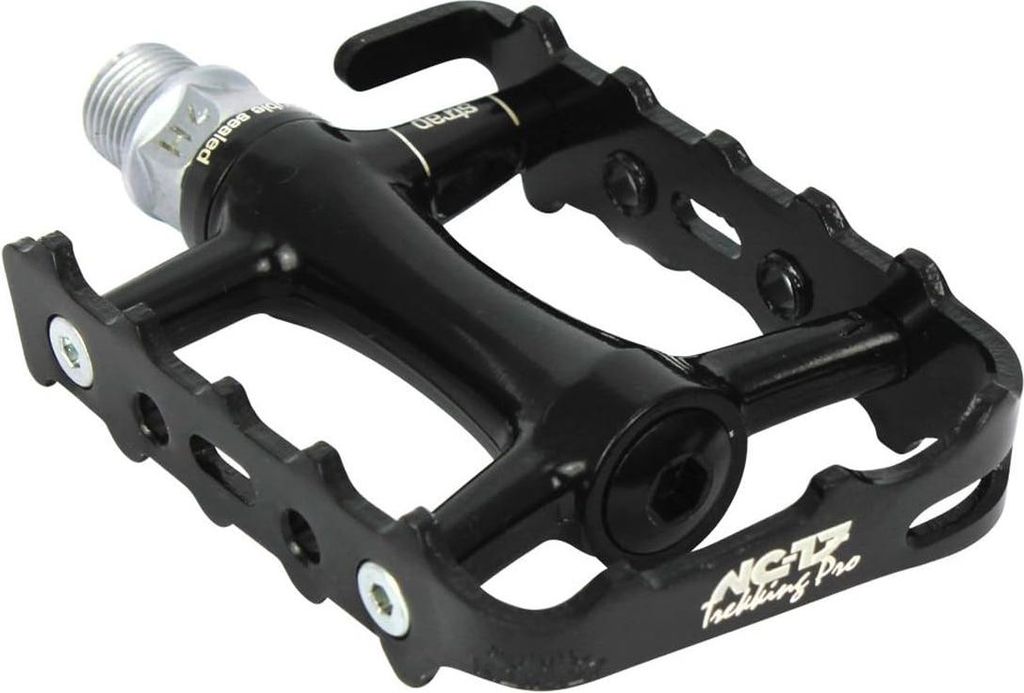 Trekking Pro Pedal mit Reflektoren schwarz - Fahrradpedale MTB Mountainbike Pedal Kugellager Cr-Mo-Achse