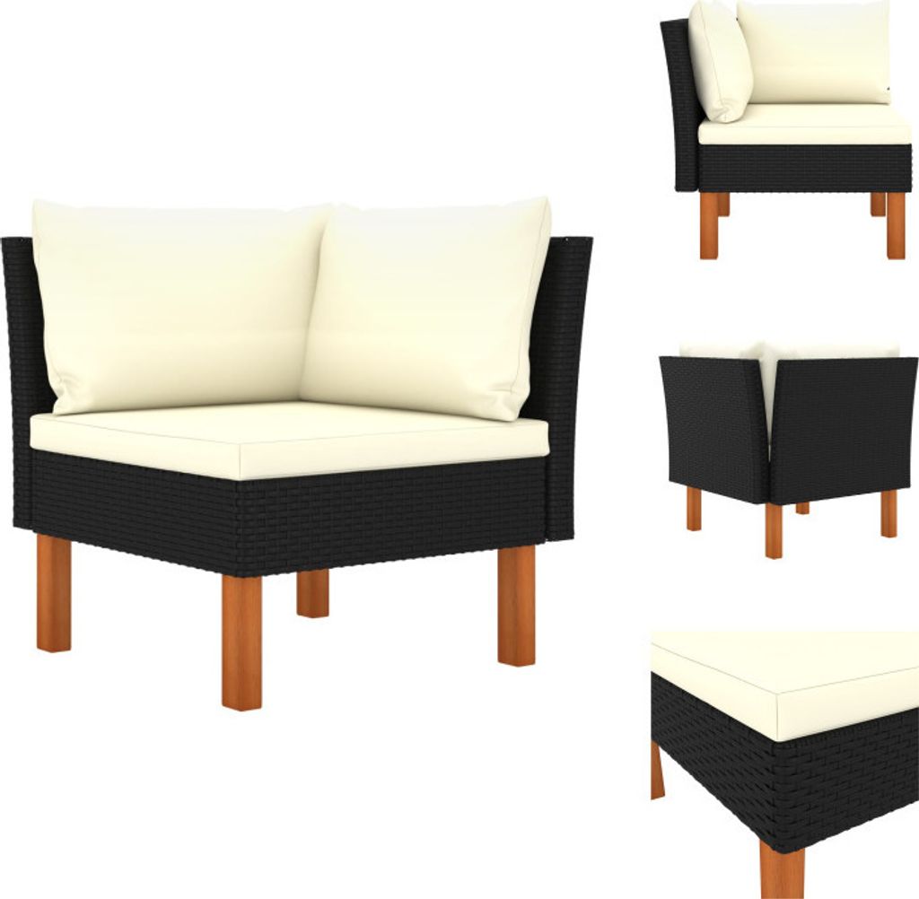 vidaXL Ecksofa Poly Rattan und Eukalyptus Massivholz - Gartensofaelemente