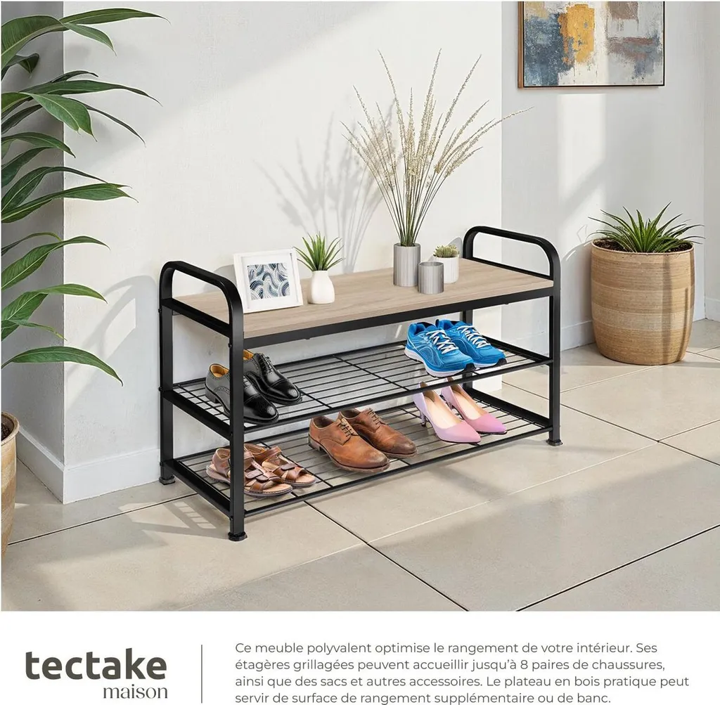 Rangement chaussures compact 91cm - Solution gain de place bois clair - 4