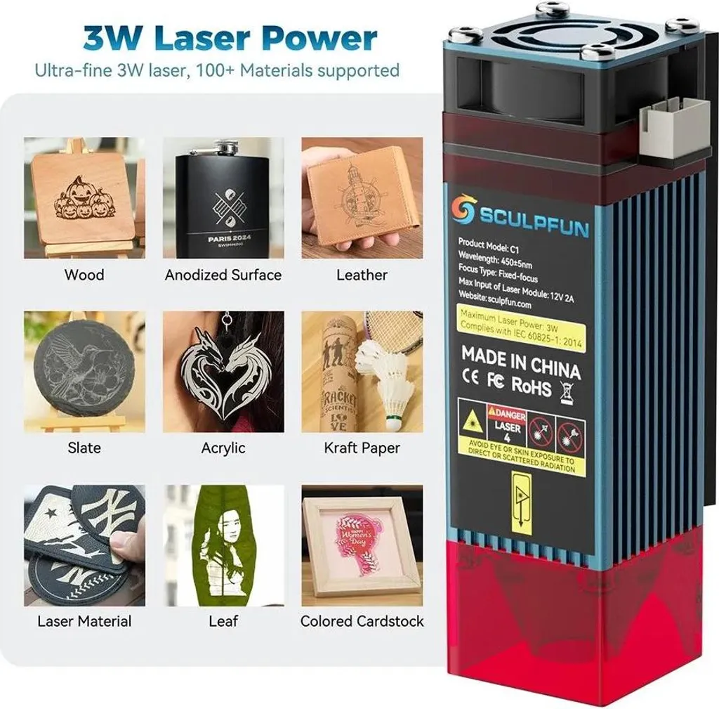 Machine à graver laser compacte C1 Noir pour bois et cuir DIY - 3
