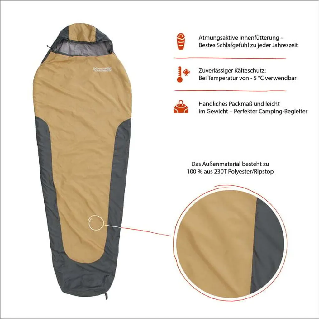 Sac de couchage isolant 220x80cm Where Tomorrow avec capuche ajustable pro