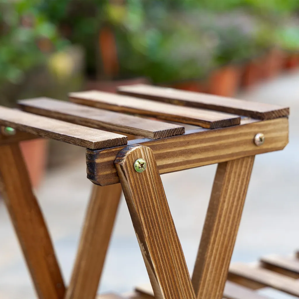Support fleurs en bois de sapin avec 6 tablettes de rangement vertical - 8