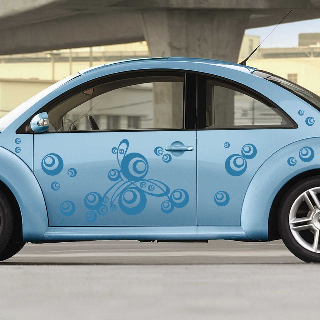 Aufkleber - Autoaufkleber-Set "Retro Swirl" Bogen 180cm x 60cm hellblau - Tuning Carystyling Heckscheibe Auto
