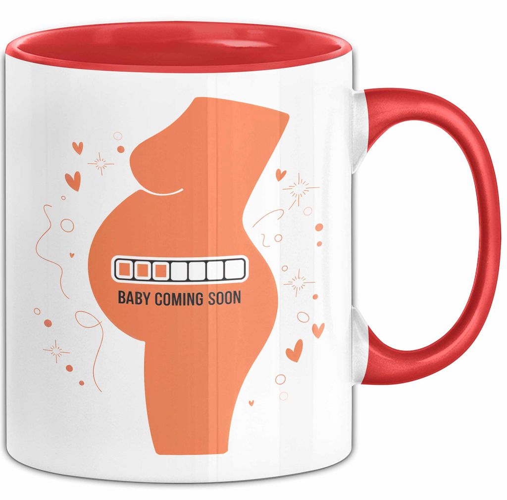 Werdende Mama Tasse Geschenk Lustige Geschenkidee Spruch Für Bald Mütter (Rot)