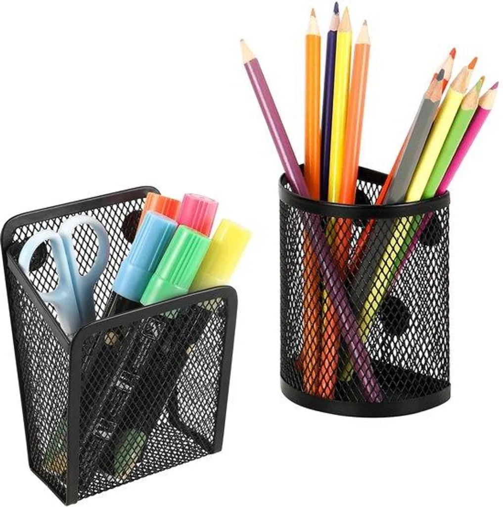 Porte-crayons en métal aimanté noir pour bureau d'enfant et rangement