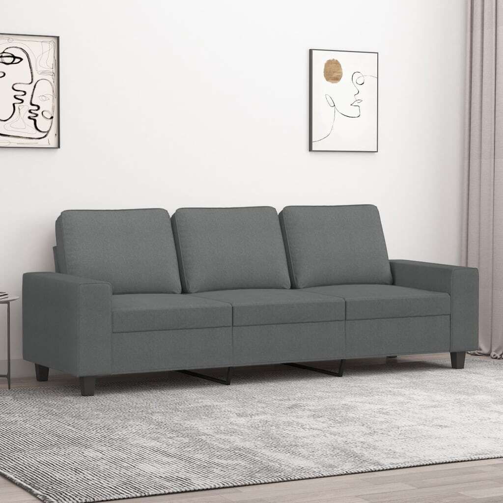 ZMH 3-Sitzer-Sofa Dunkelgrau 180 cm Stoff